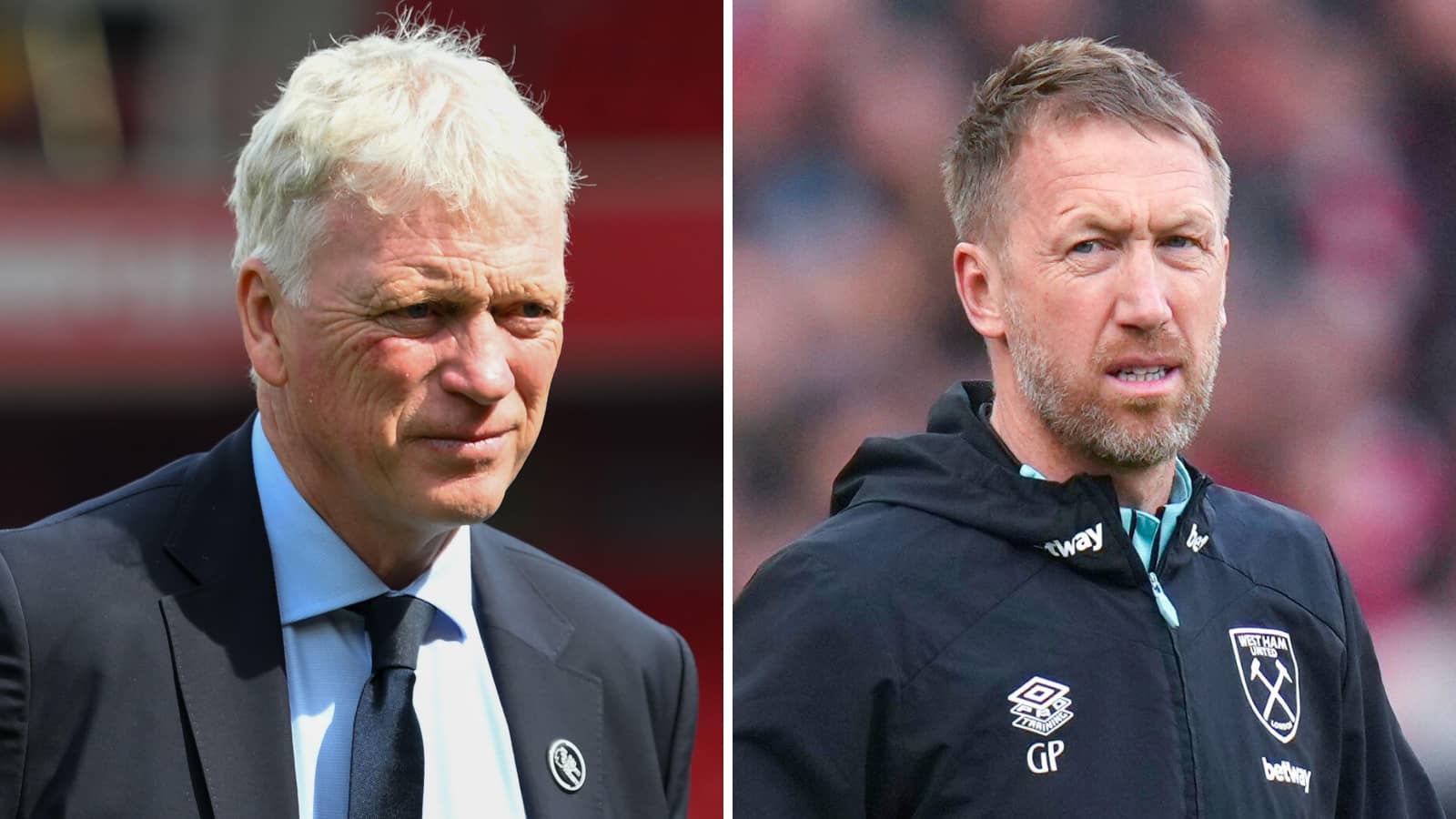 Everton manager David Moyes and West Ham boss Graham Potter