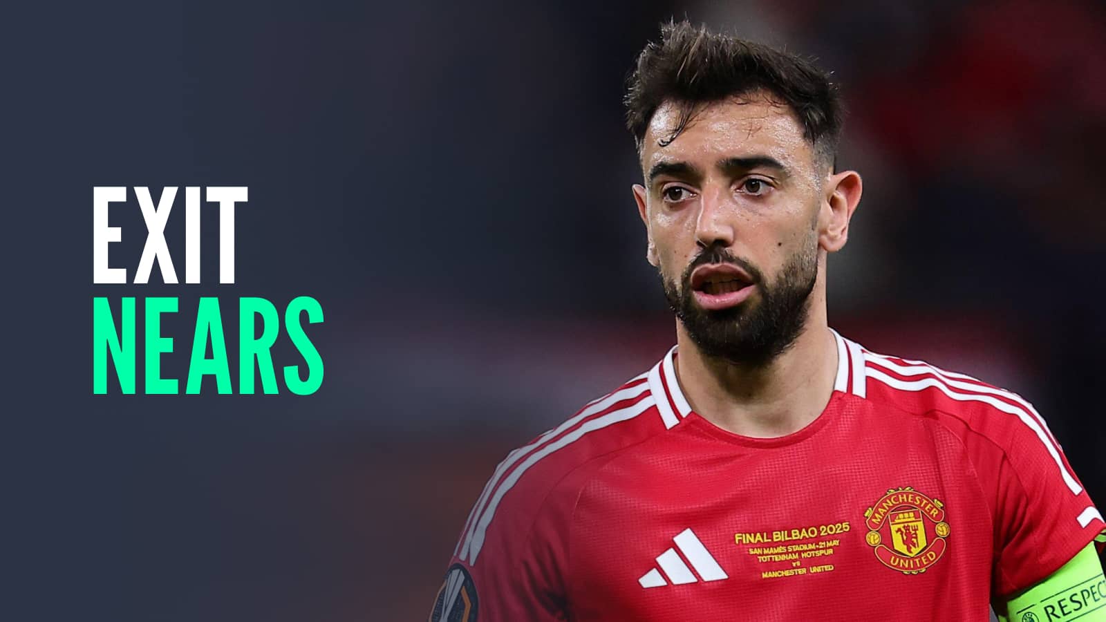 Man Utd star Bruno Fernandes with caption: Exit nears