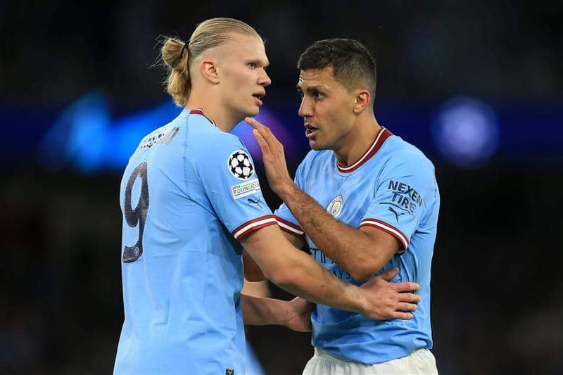 Manchester City duo Erling Haaland and Rodri - copyright TEAMtalk