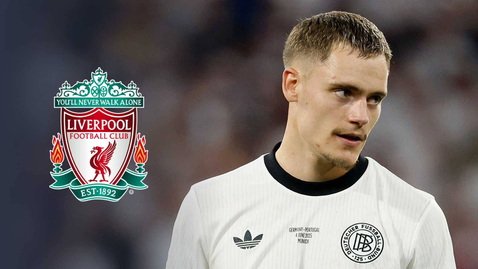 Bayer Leverkusen and Germany superstar Florian Wirtz, Liverpool badge