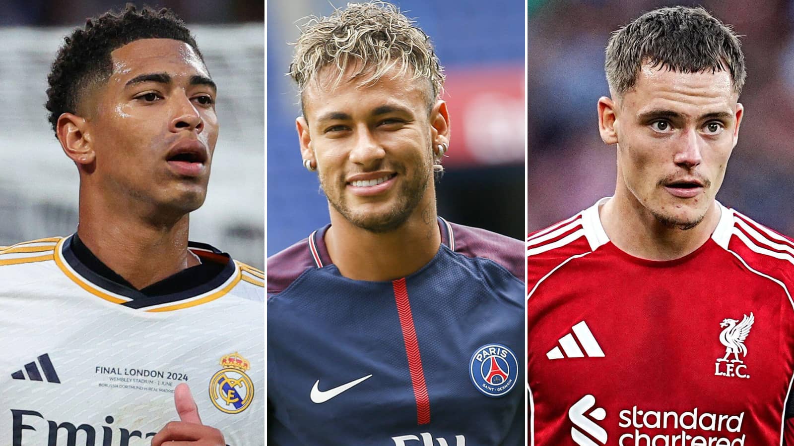 Jude Bellingham, Neymar and Florian Wirtz