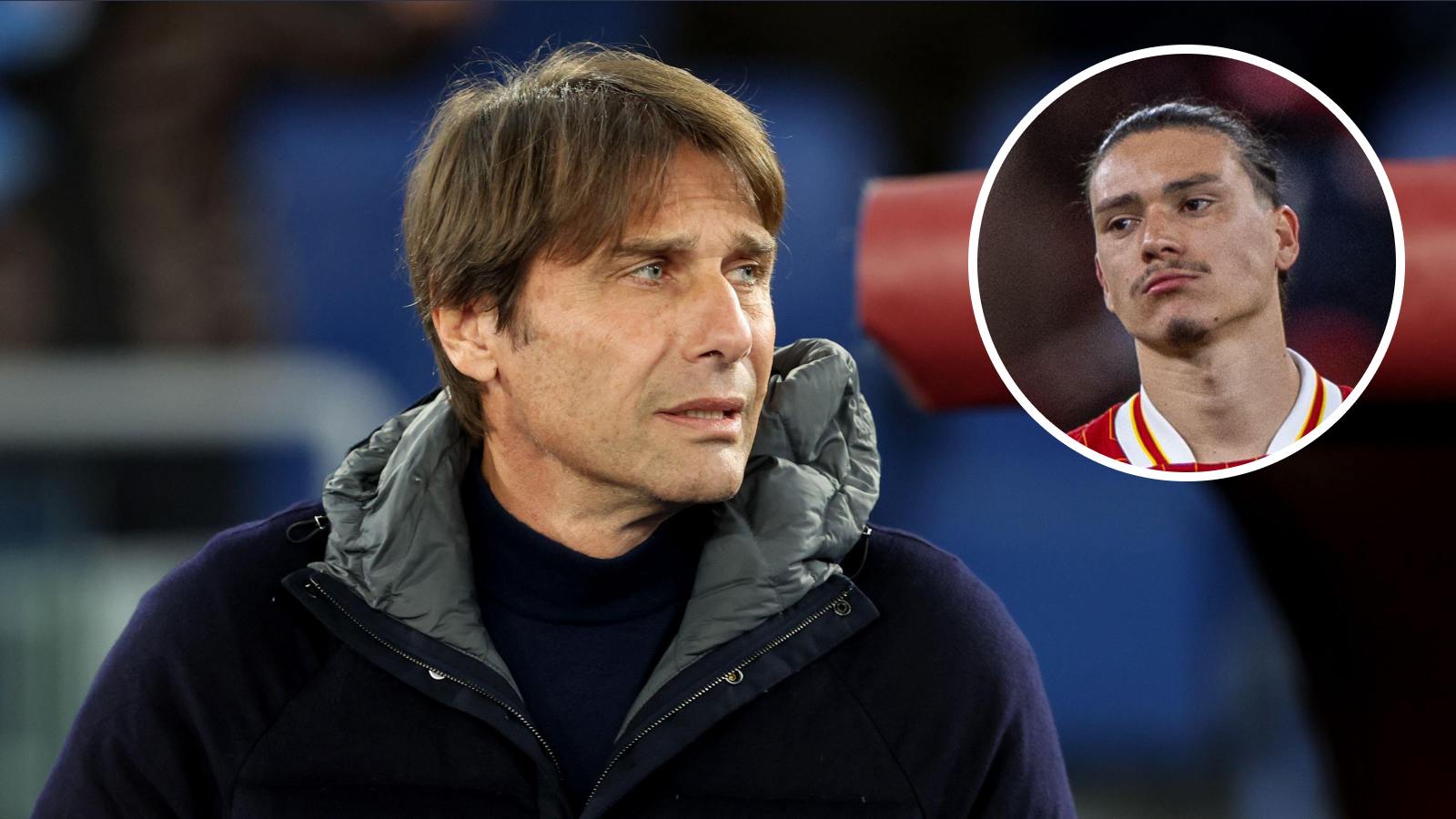 Napoli boss Antonio Conte and Liverpool striker Darwin Nunez
