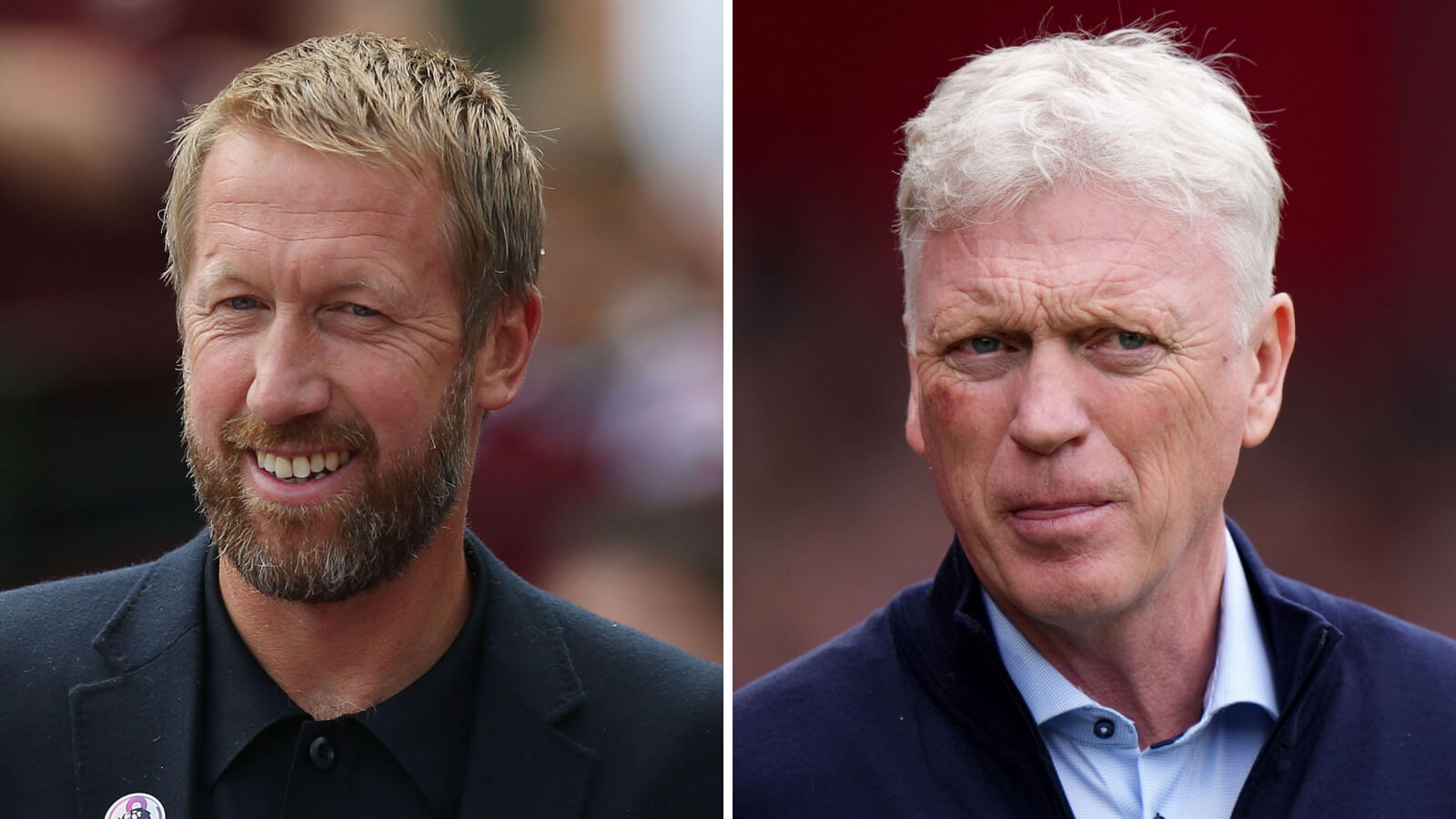 West Ham manager Graham Potter and Everton boss David Moyes