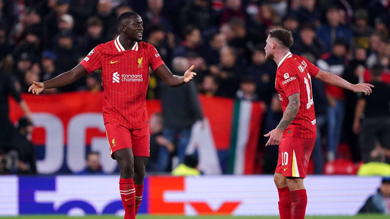 Liverpool duo Ibrahima Konate and Alexis Mac Allister - copyright TEAMtalk