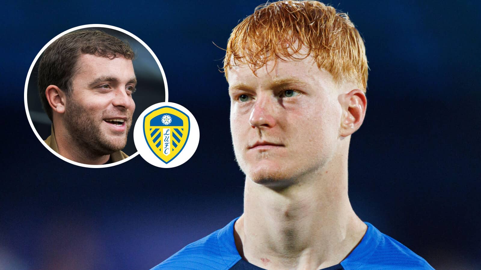 Slovenia and Roma defender Lovro Golic and, inset, Fabrizio Romano next to the Leeds United badge