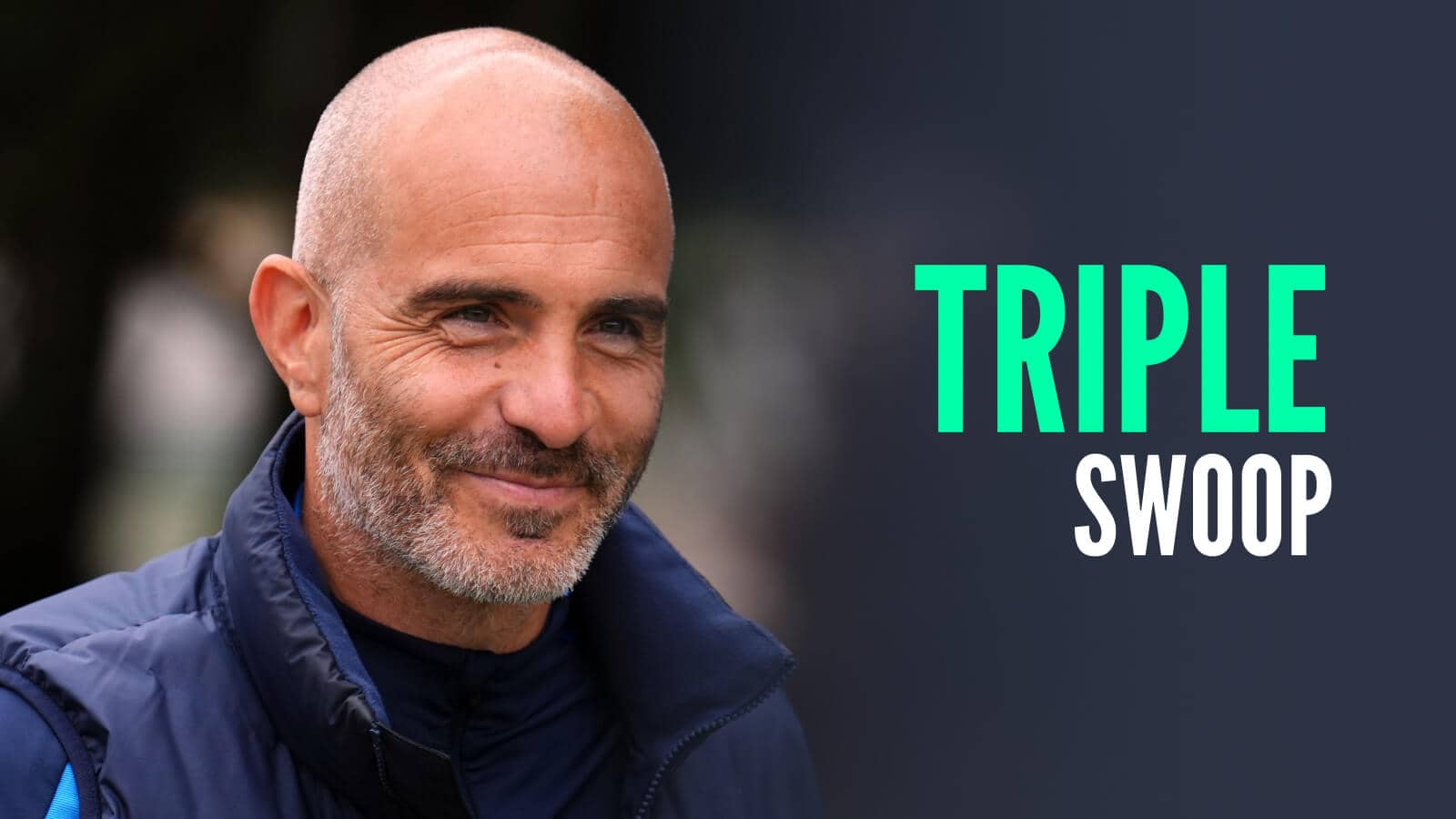 Chelsea manager Enzo Maresca with caption: Triple swoop