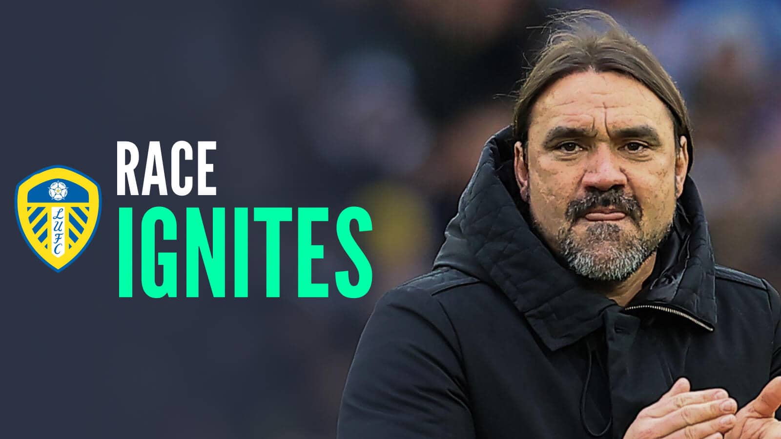 Leeds United manager Daniel Farke with caption: Race ignites