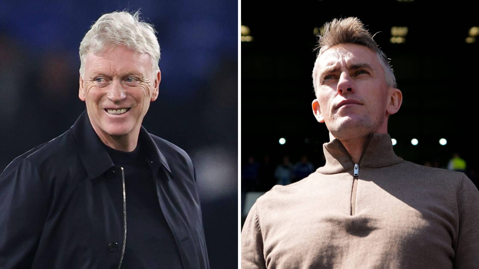 Everton manager David Moyes and Ipswich Town boss Kieran McKenna