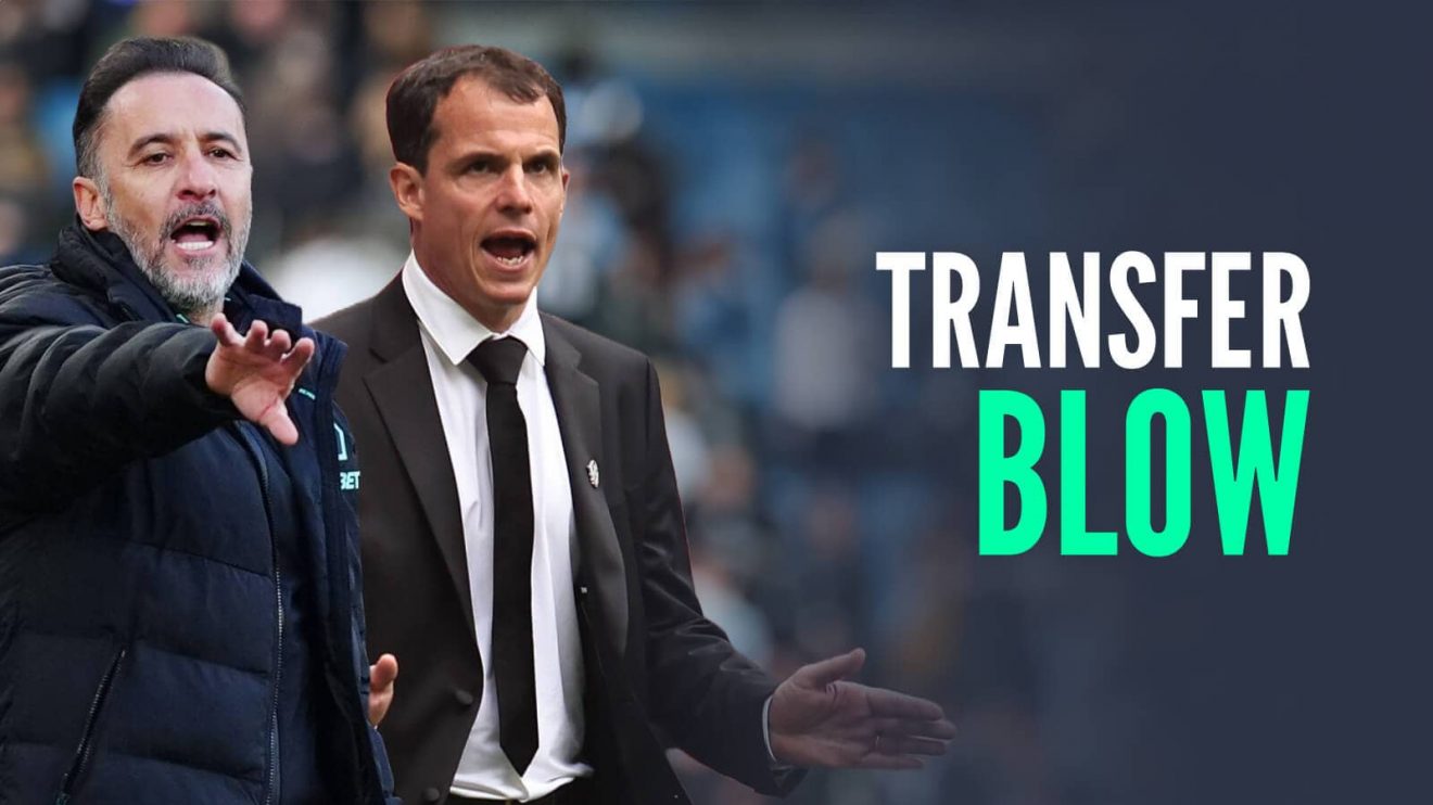 Wolves manager Vitor Pereira and Sunderland boss Regis Le Bris, with caption: Transfer blow