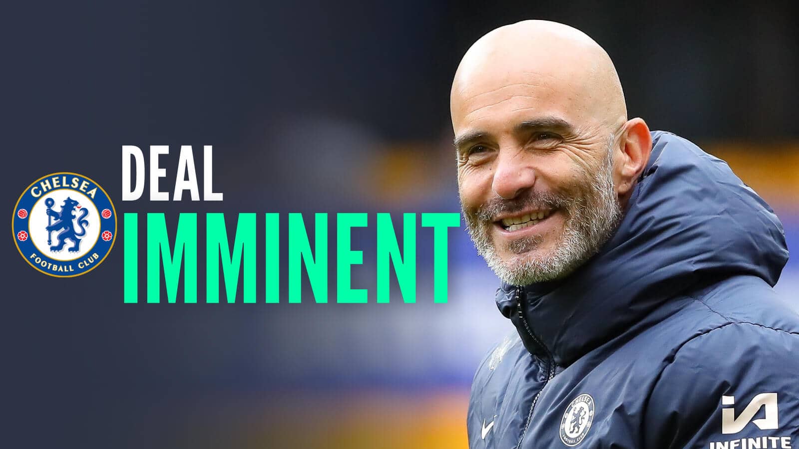 Chelsea manager Enzo Maresca, with caption: Deal Imminent