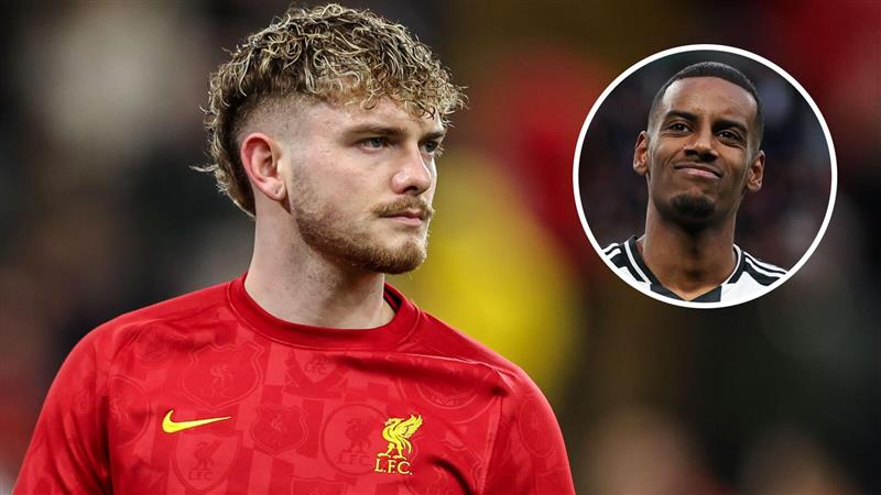 Liverpool attacker Harvey Elliott and Newcastle striker Alexander Isak