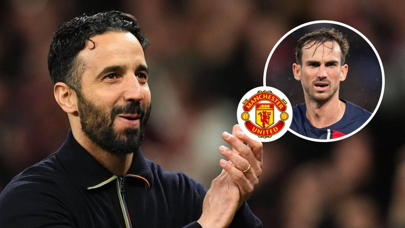 Ruben Amorim, Man Utd badge and PSG star Fabian Ruiz - copyright TEAMtalk