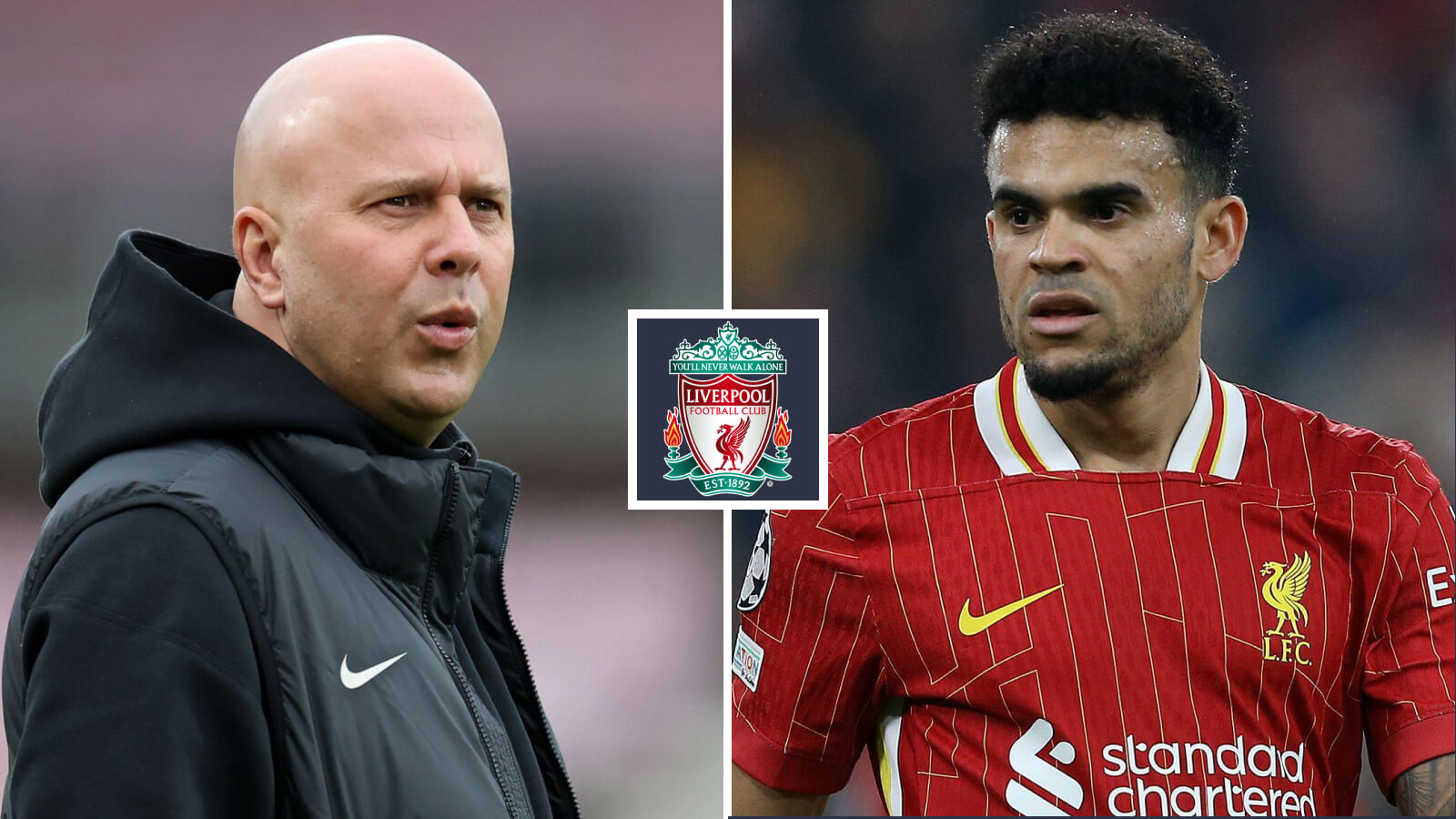 Arne Slot and Luis Diaz, Liverpool