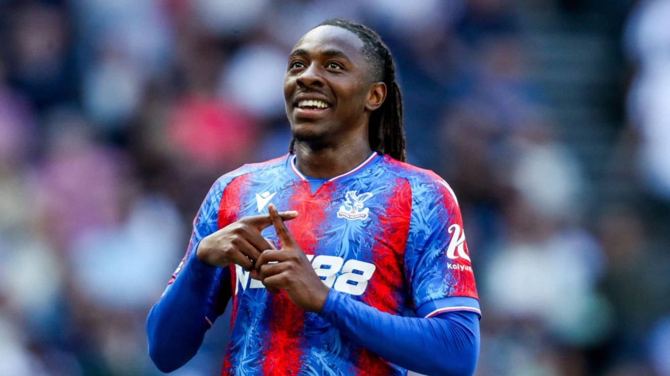 Arsenal target Eberechi Eze celebrates scoring for Crystal Palace