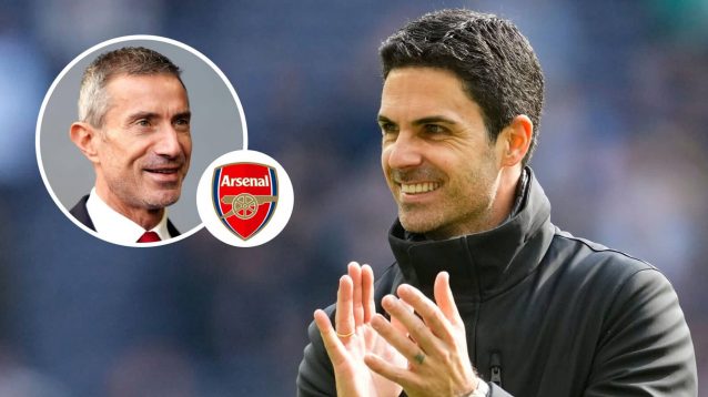 Andrea Berta, Arsenal badge, Mikel Arteta - copyright TEAMtalk