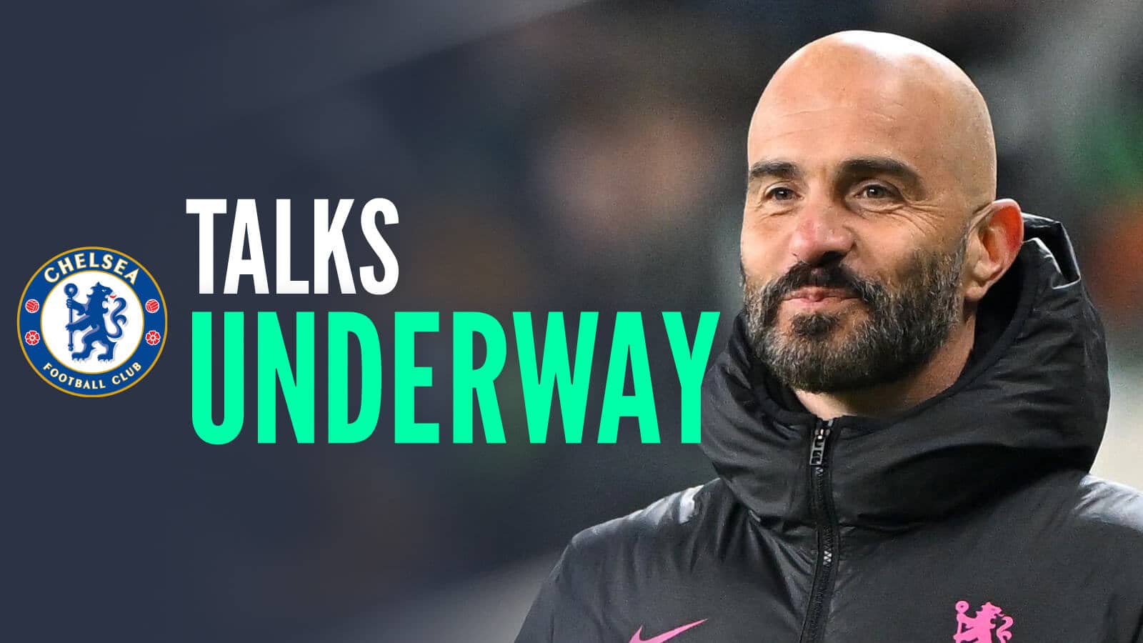 Chelsea manager Enzo Maresca, with caption: Talks underway