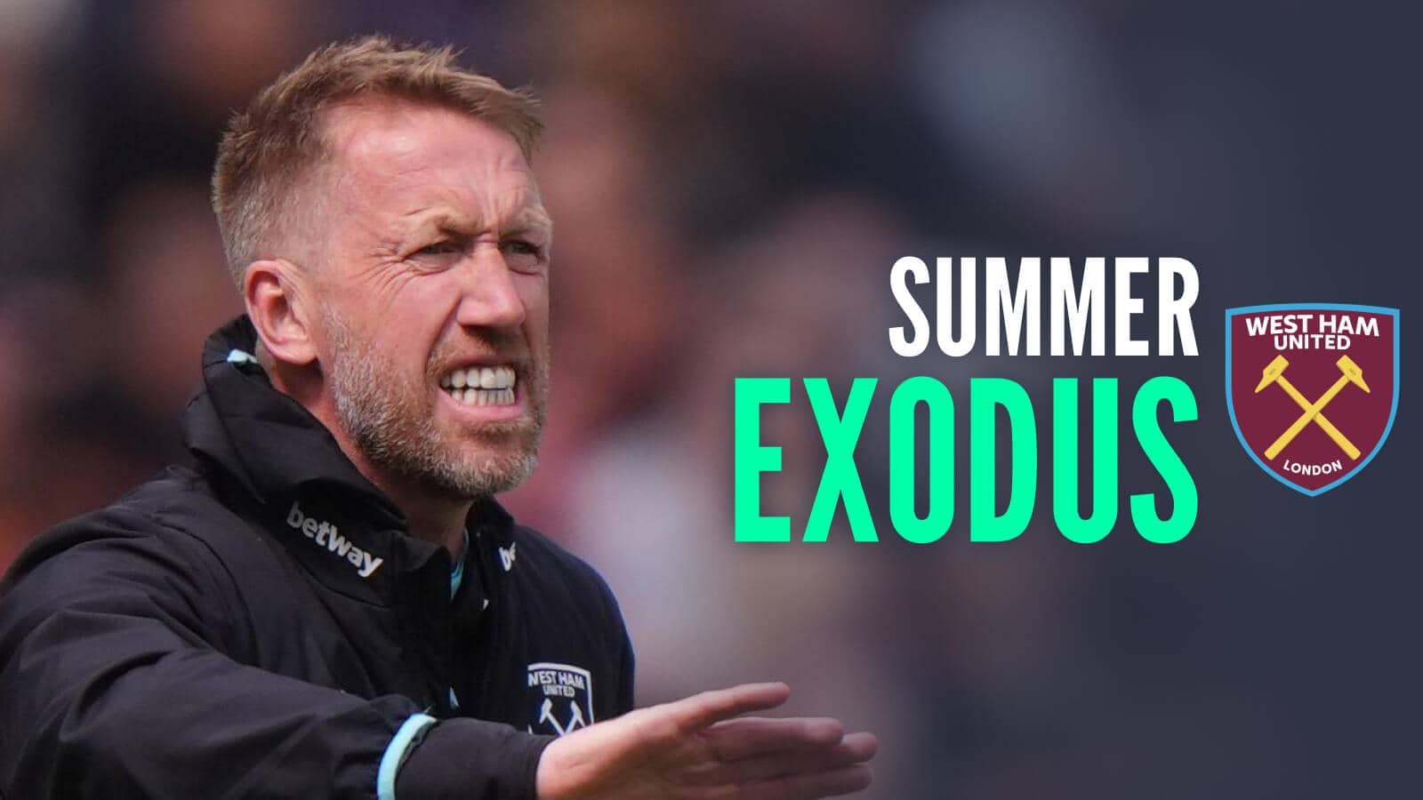 West Ham manager Graham Potter, with caption: Summer exodus
