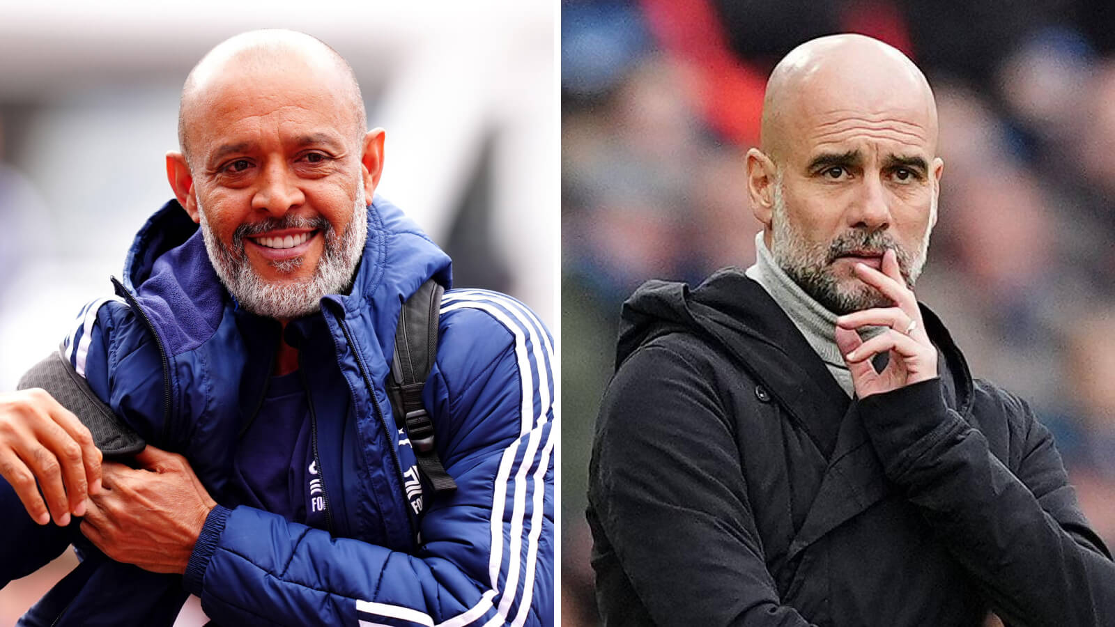 Nottingham Forest manager Nuno Espirito Santo and Manchester City boss Pep Guardiola