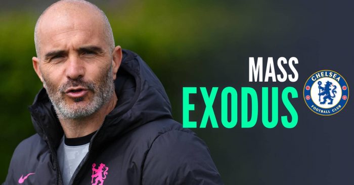 Chelsea manager Enzo Maresca, with caption: Mass exodus