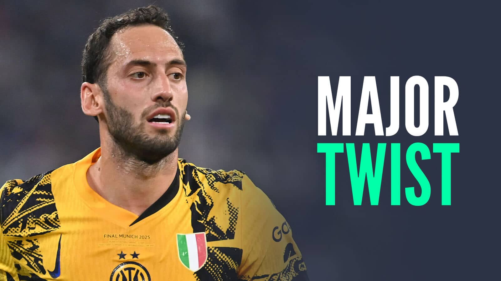 Inter Milan star Hakan Calhanoglu, with caption: Major twist
