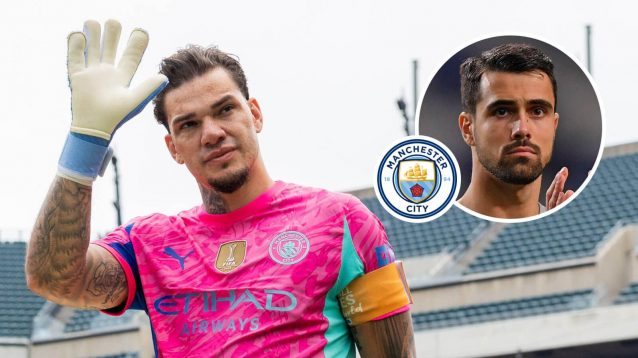 Ederson, Manchester City badge and FC Porto goalkeeper Ederson - copyright TEAMtalk
