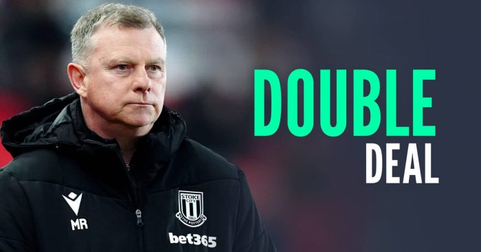 Stoke City manager Mark Robins, with caption: Double deal