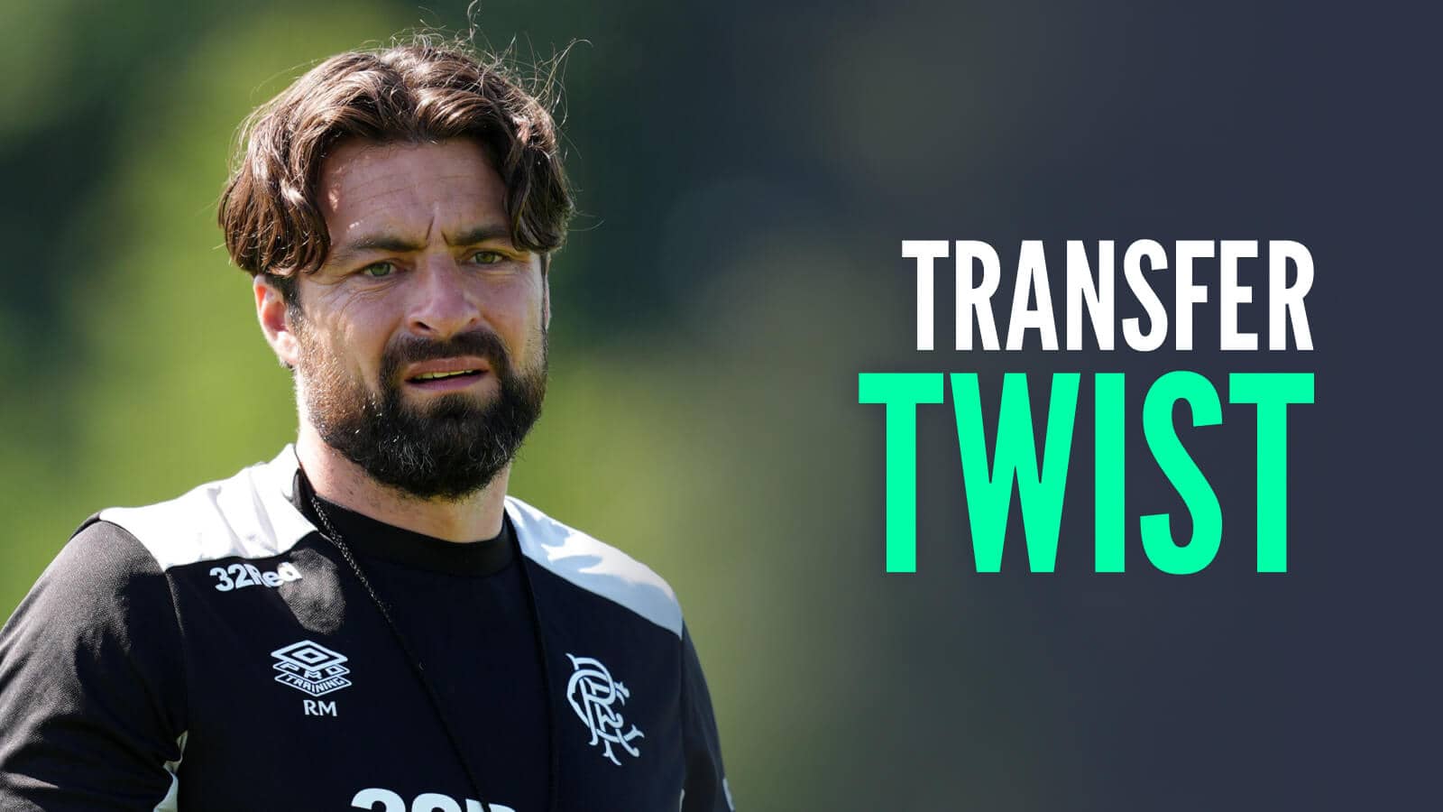 Rangers manager Russell Martin, with caption: Transfer twist