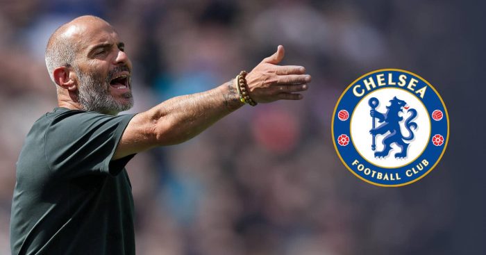 Enzo Maresca next to the Chelsea badge - copyright TEAMtalk