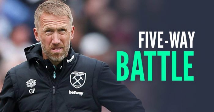 West Ham manager Graham Potter, with caption: Five-way battle