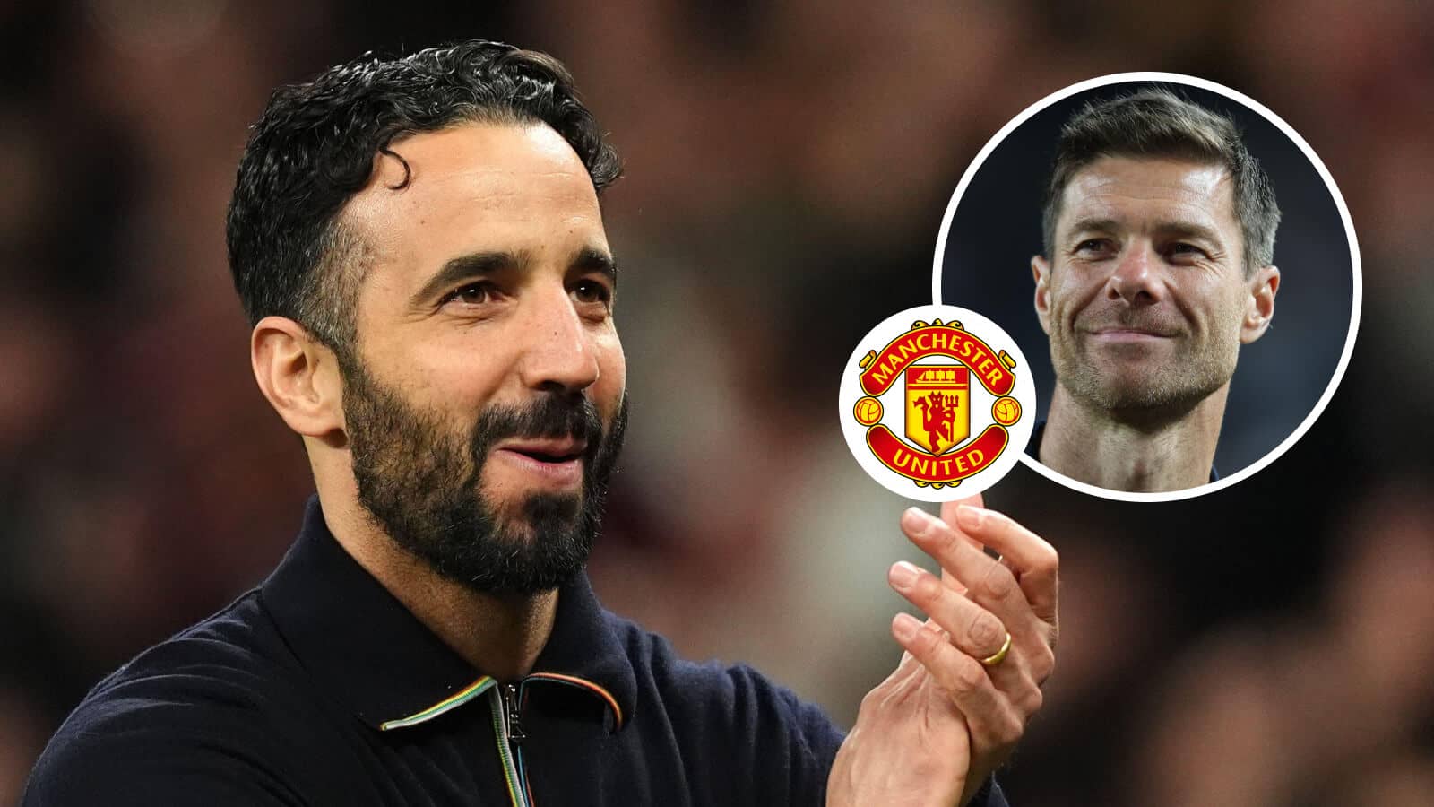 Ruben Amorim, Manchester United badge and Xabi Alonso - copyright TEAMtalk