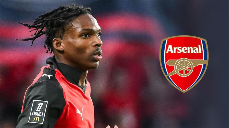 Rennes centre-back Jeremy Jacquet, Arsenal badge