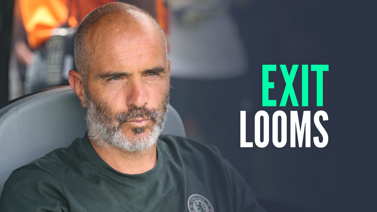 Chelsea manager Enzo Maresca with caption: Exit looms