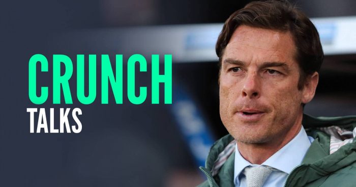 Burnley manager Scott Parker, with caption: Crunch talks