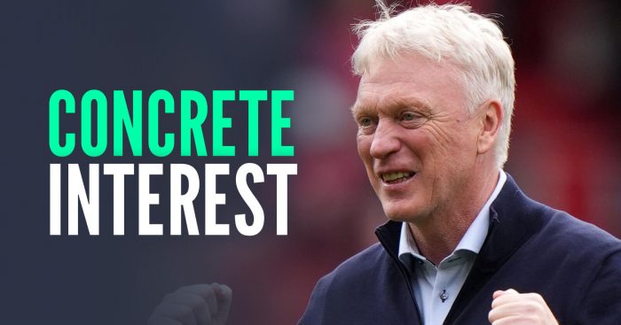 Everton manager David Moyes, with caption: Concrete interest
