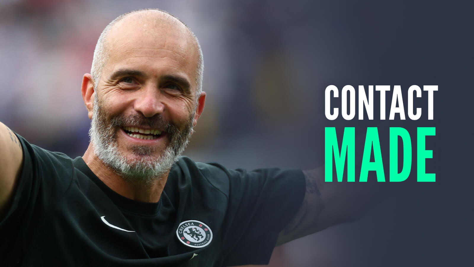 Chelsea manager Enzo Maresca, with caption: Contact made