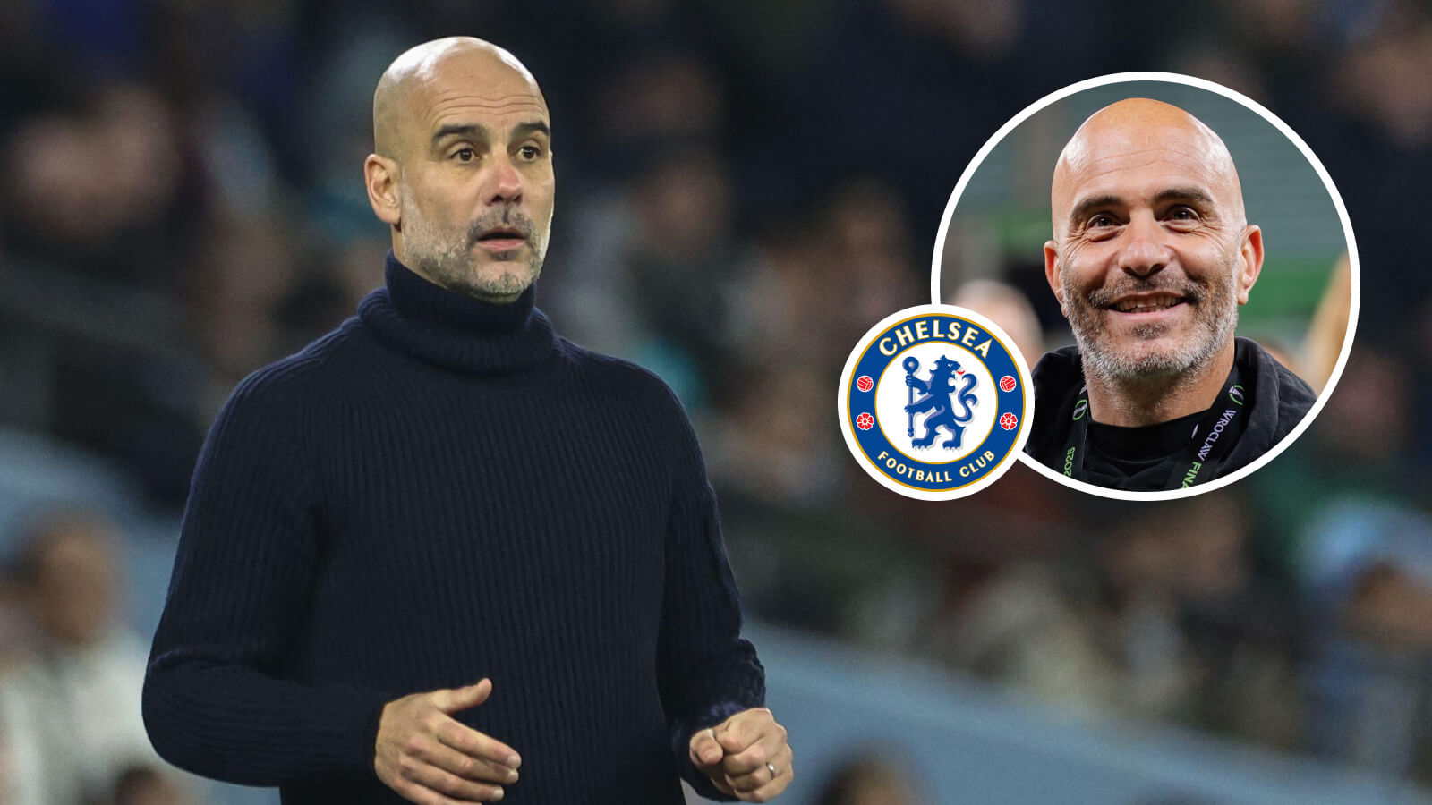 Man City manager Pep Guardiola and Chelsea boss Enzo Maresca