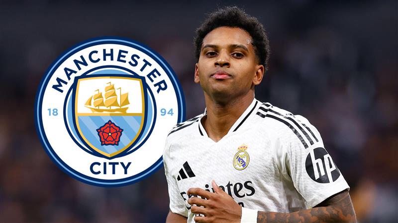 Real Madrid winger Rodrygo, Man City badge