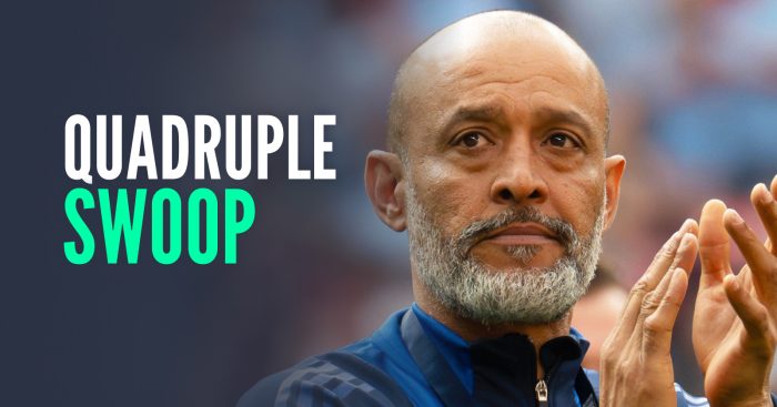 Nottingham Forest manager Nuno Espirito Santo, with caption: Quadruple swoop