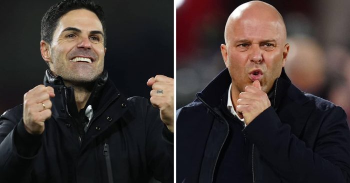 Split image of Arsenal manager Mikel Arteta and Liverpool boss Arne Slot - copyright TEAMtalk
