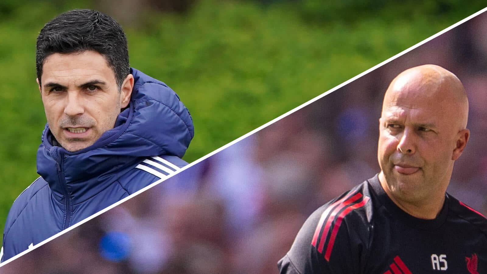 Split image of Arsenal manager Mikel Arteta and Liverpool boss Arne Slot - copyright TEAMtalk