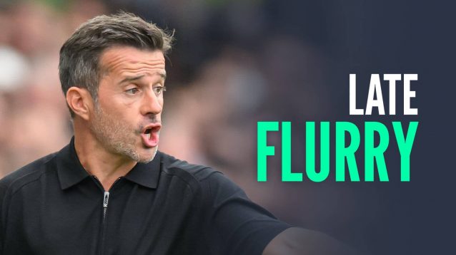 Fulham manager Marco Silva, with caption: Late flurry