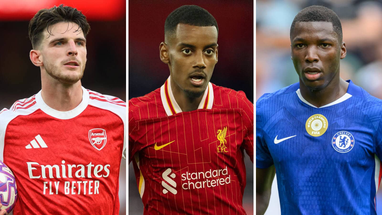 Declan Rice, Alexander Isak and Moises Caicedo