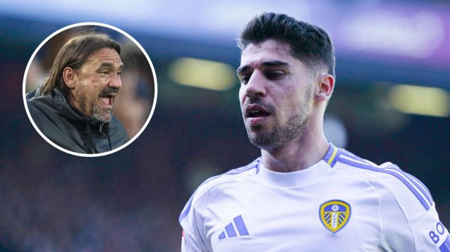 Former Leeds loan winger Manor Solomon and, inset, manager Daniel Farke