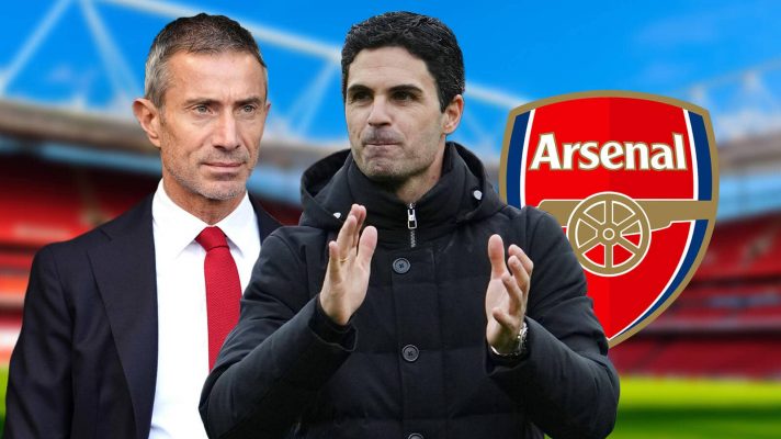 Andrea Berta, Mikel Arteta, Arsenal badge - copyright TEAMtalk
