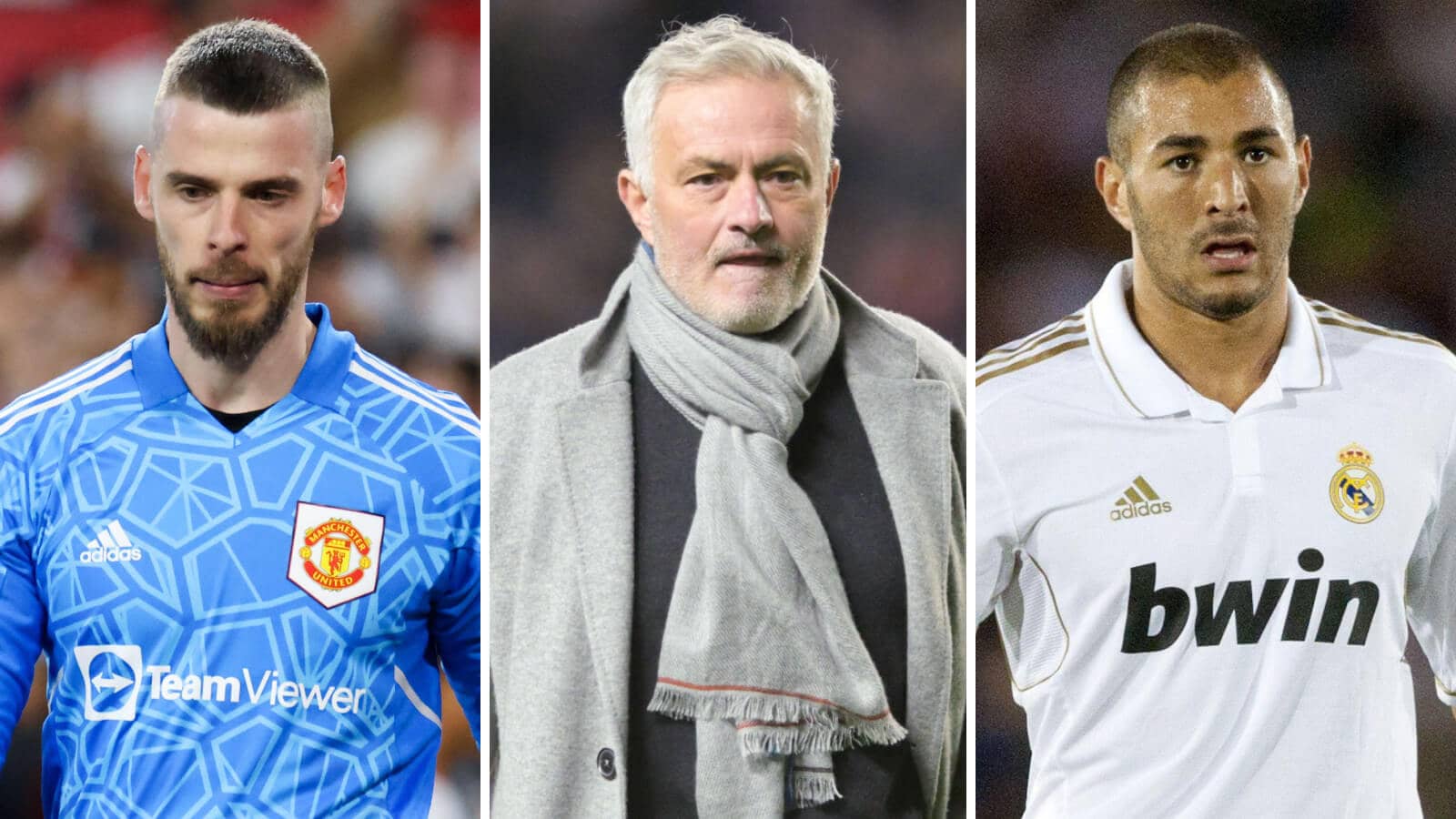 David de Gea, Jose Mourinho and Karim Benzema