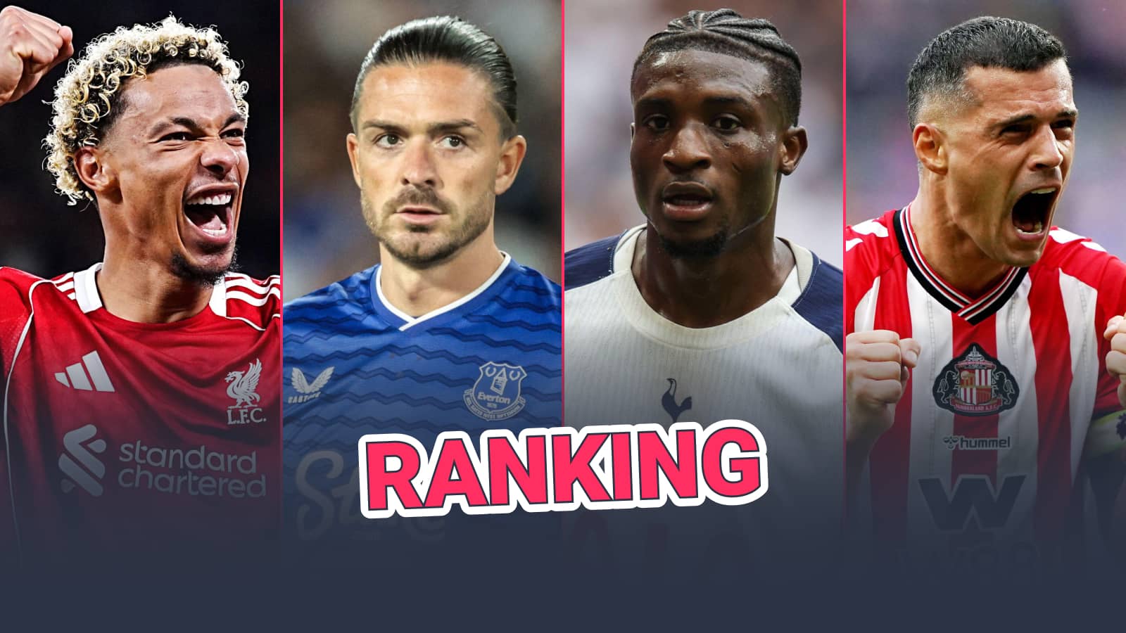 Hugo Ekitike, Jack Grealish, Mohammed Kudus and Granit Xhaka