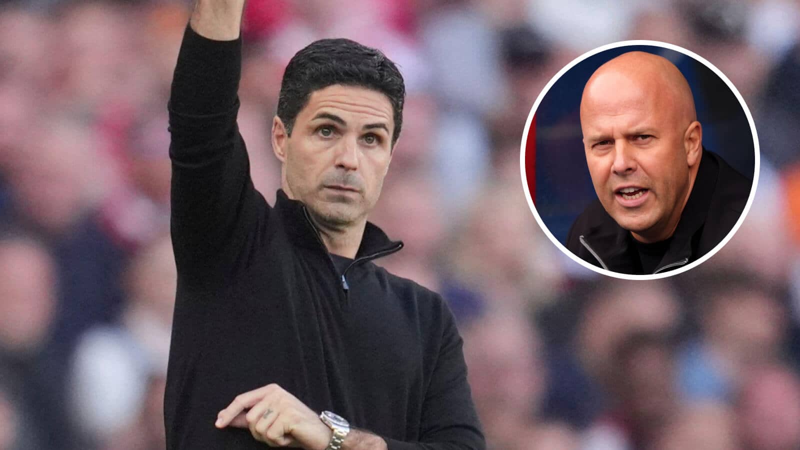 Arsenal manager Mikel Arteta and Liverpool boss Arne Slot - copyright TEAMtalk