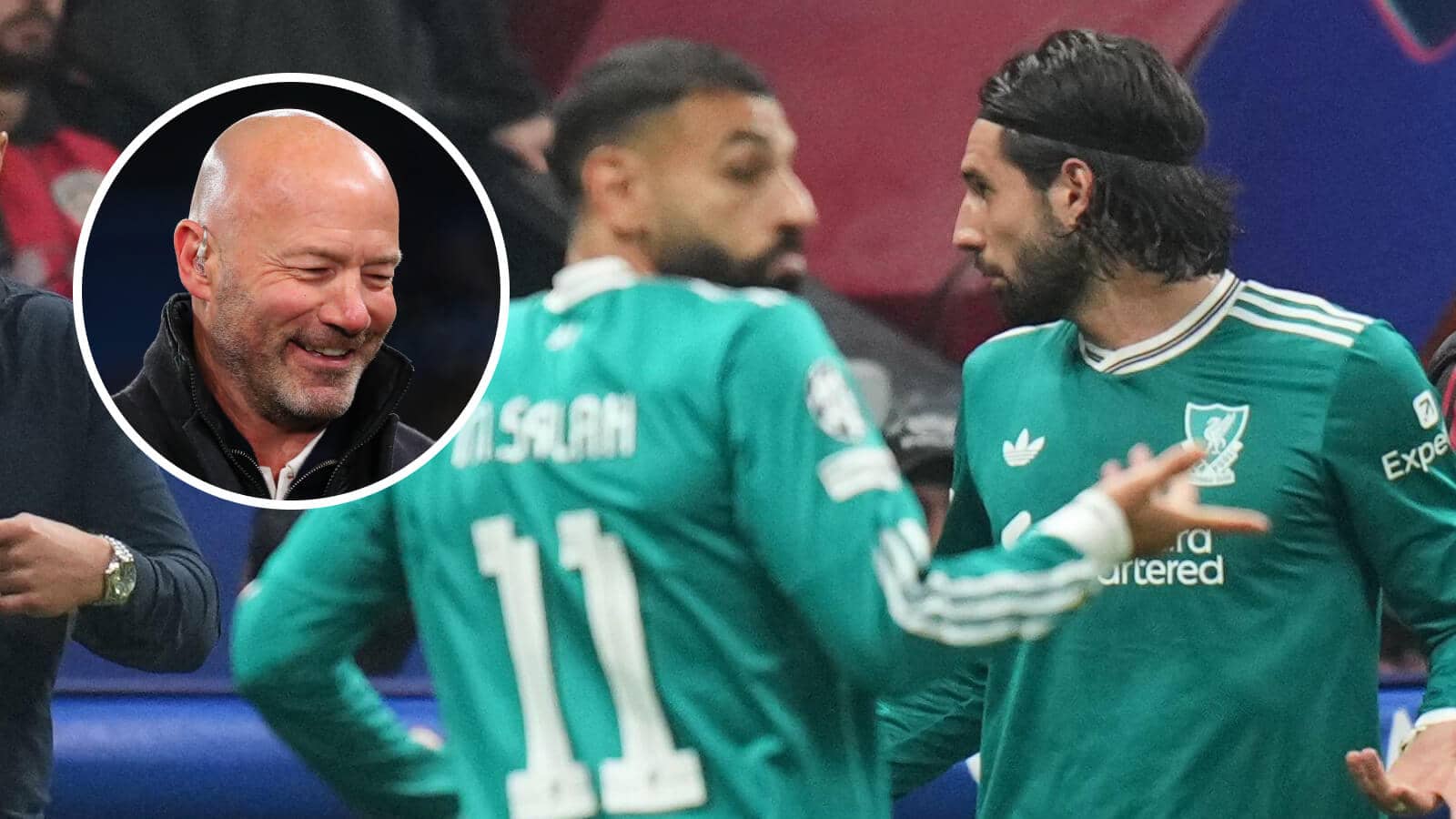 Mo Salah and Dominik Szoboszlai react after Liverpool lose to Galatasaray and, inset, Alan Shearer