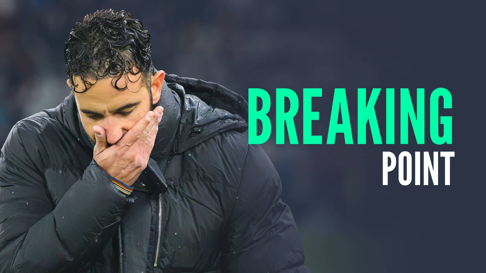 Manchester United manager Ruben Amorim next to the words 'breaking point'