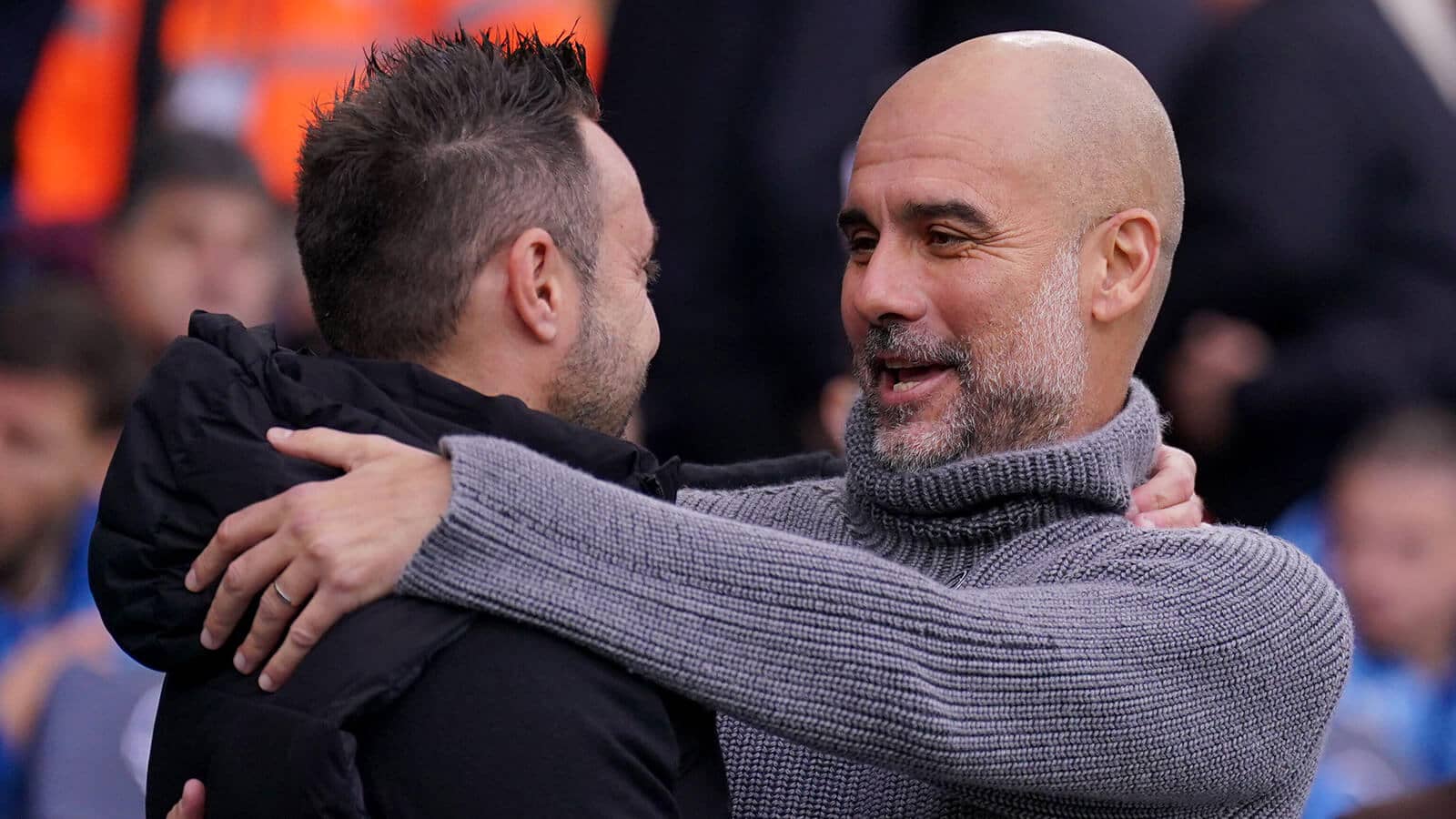Manchester City manager Pep Guardiola and Manchester United target Roberto De Zerbi - copyright TEAMtalk